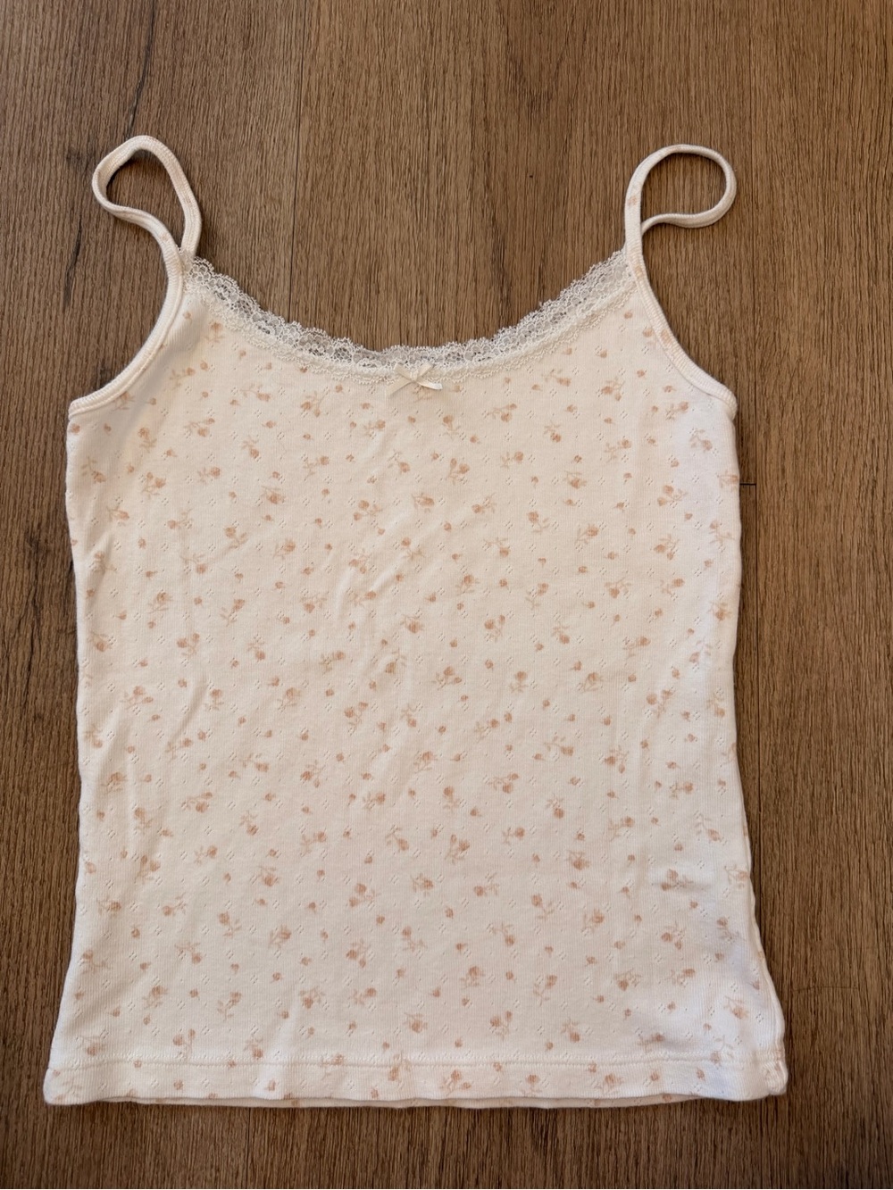 Brandy Melville Cream Cami with Light Peach Floral Print